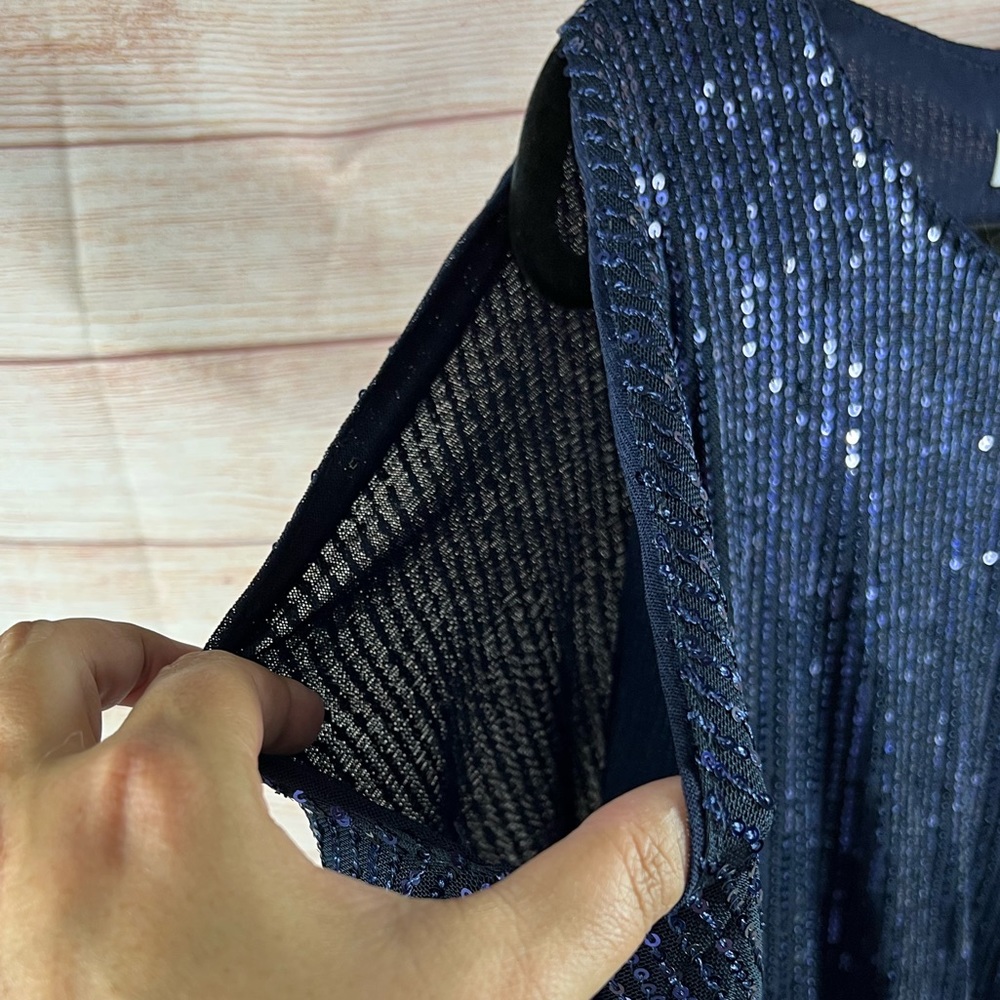 Jasambac Navy Sequin Cold Shoulder Top - Picture 3 of 8